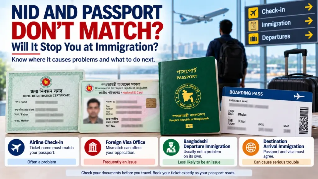 Name and Date of Birth Mismatches on a Bangladeshi Passport